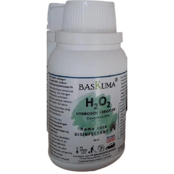 Disinfektan semprot kering untuk penggunaan di rumah BASKUMA® Pro H2O2 35% kemasan 90 mL kemasan 4 botol